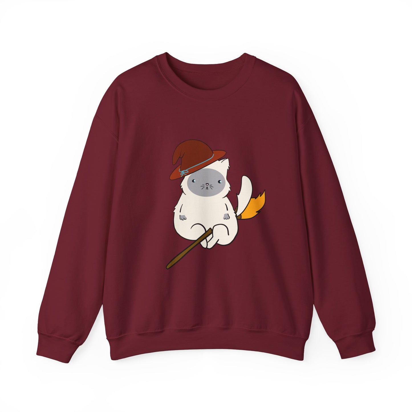 Crewneck Sweatshirt Witch on Broom Cat TikTok Viral