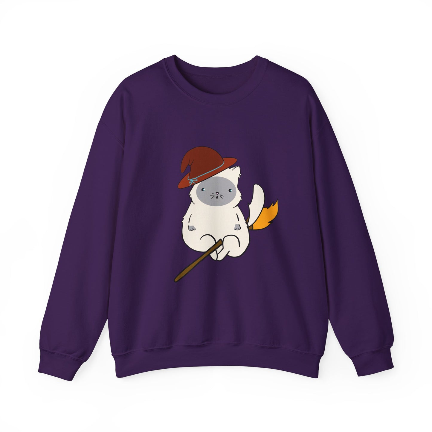 Crewneck Sweatshirt Witch on Broom Cat TikTok Viral