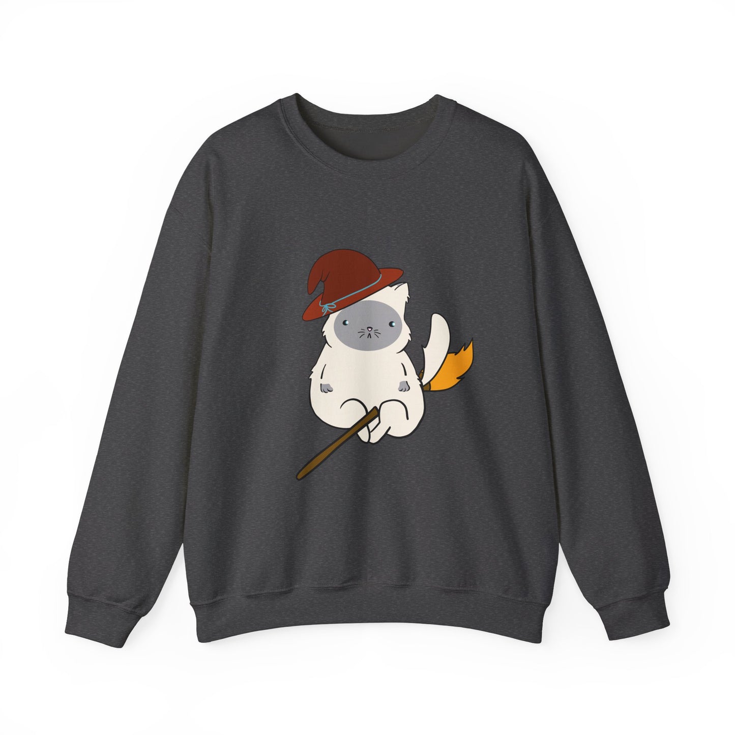 Crewneck Sweatshirt Witch on Broom Cat TikTok Viral