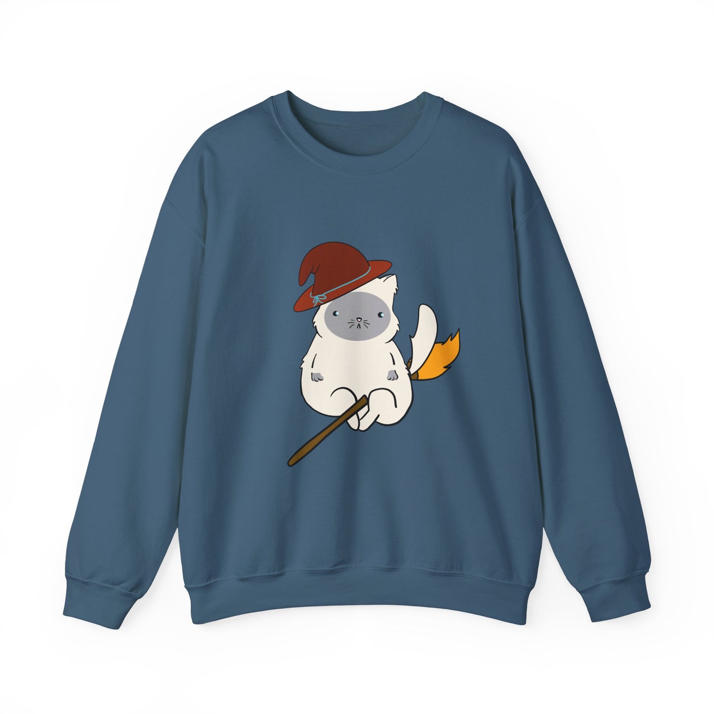 Crewneck Sweatshirt Witch on Broom Cat TikTok Viral