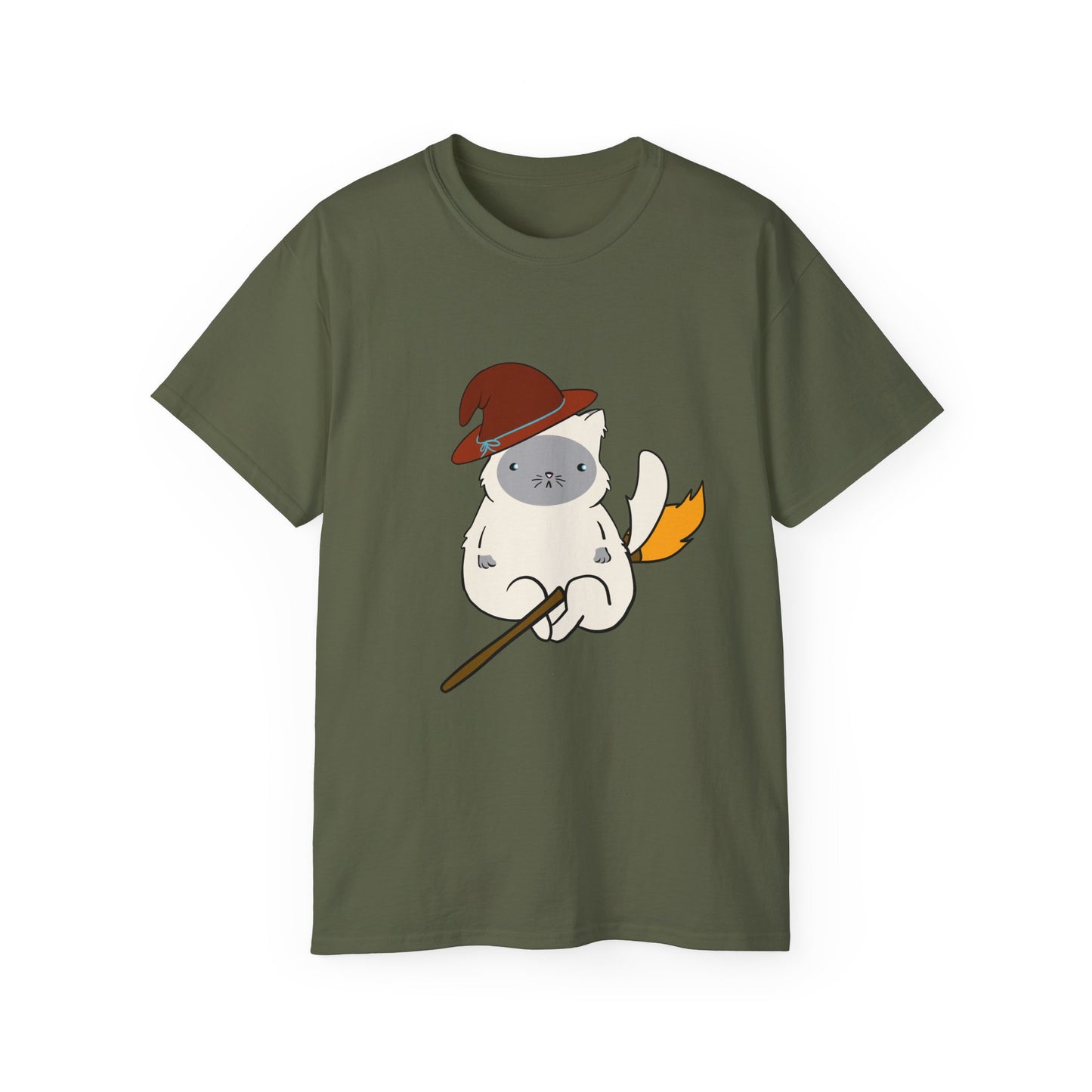 Tee Witch on Broom Fat Cat TikTok Viral Video Unisex Ultra Cotton