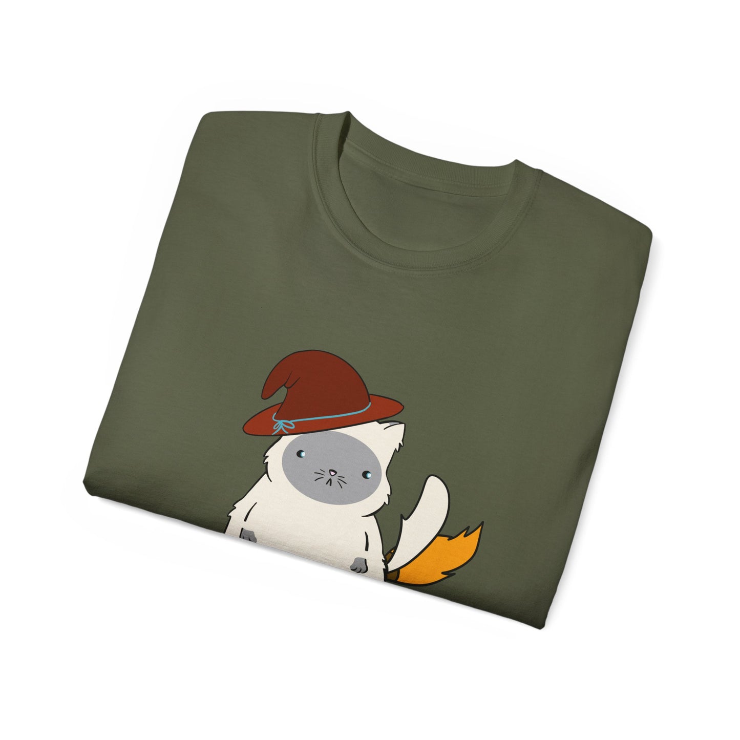 Tee Witch on Broom Fat Cat TikTok Viral Video Unisex Ultra Cotton