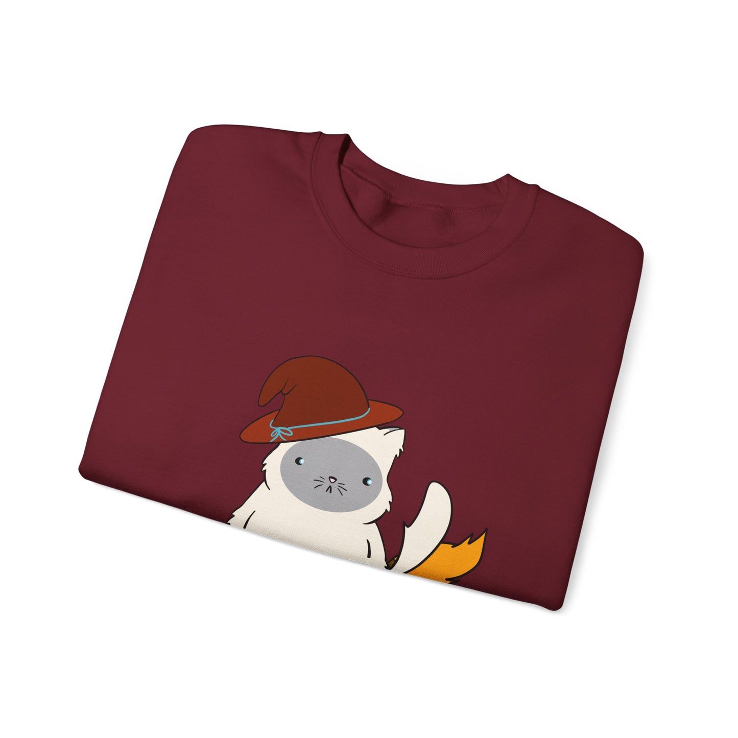 Crewneck Sweatshirt Witch on Broom Cat TikTok Viral