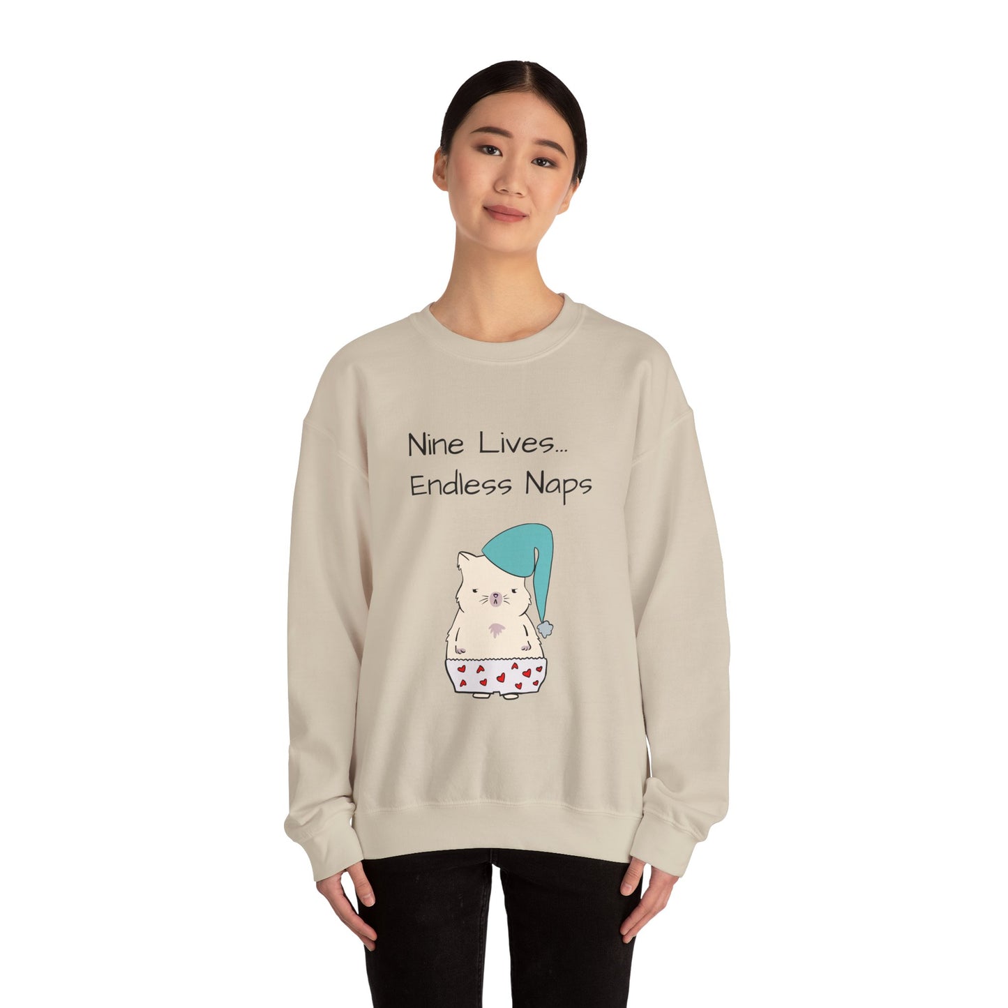 Funny Quote sleepy Fat Cat Crewneck Sweatshirt