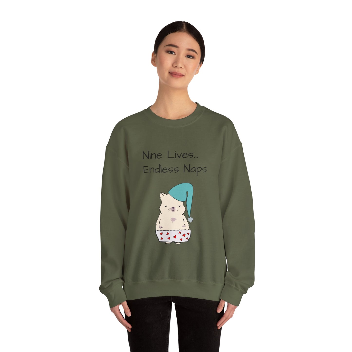 Funny Quote sleepy Fat Cat Crewneck Sweatshirt