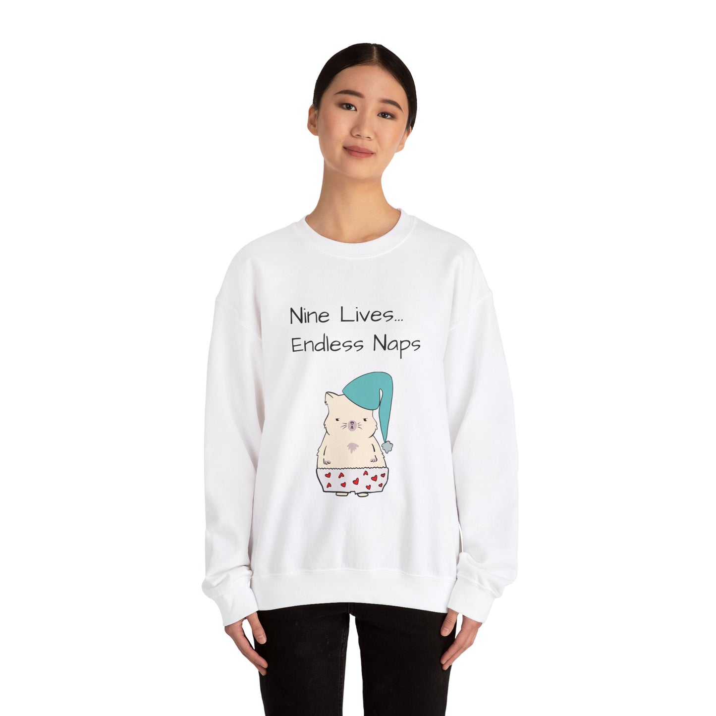Funny Quote sleepy Fat Cat  Crewneck Sweatshirt