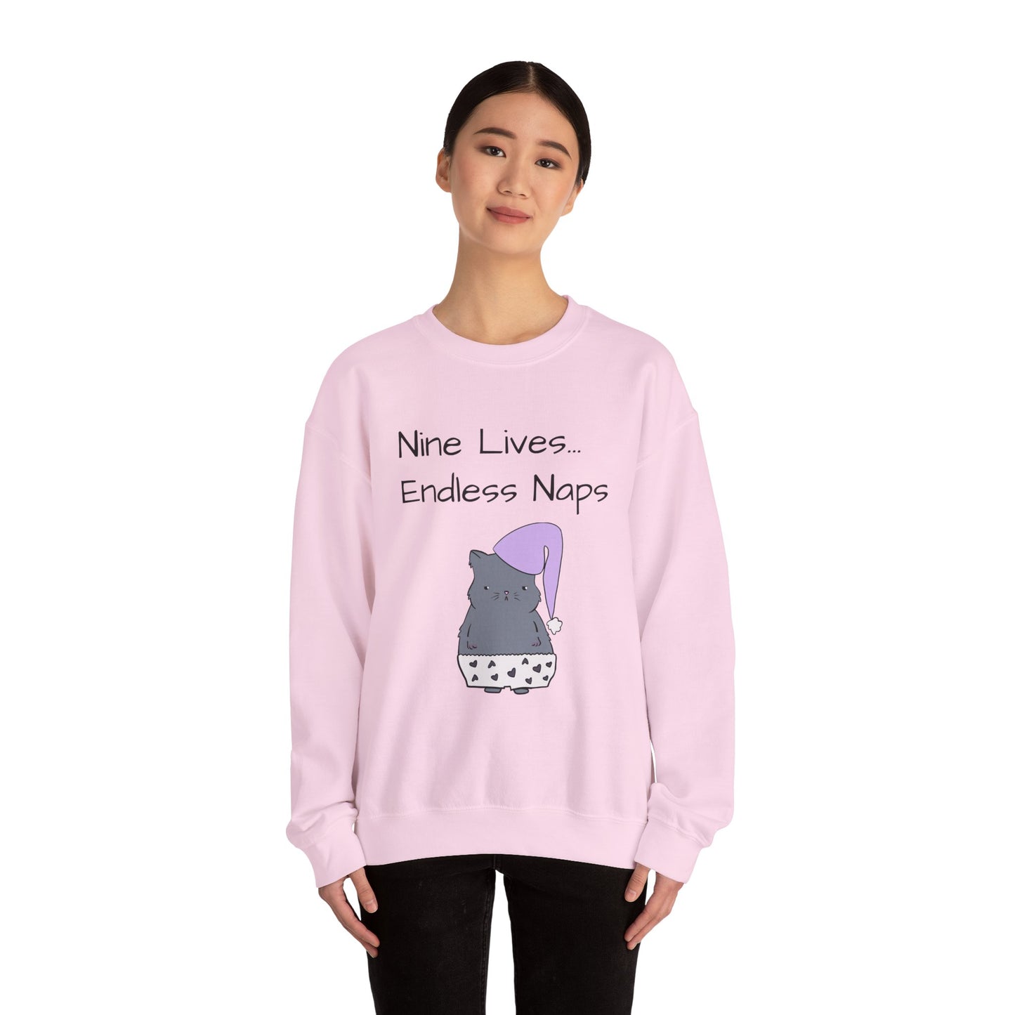 Funny Quote sleepy Fat Cat  Crewneck Sweatshirt