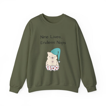 Funny Quote sleepy Fat Cat  Crewneck Sweatshirt