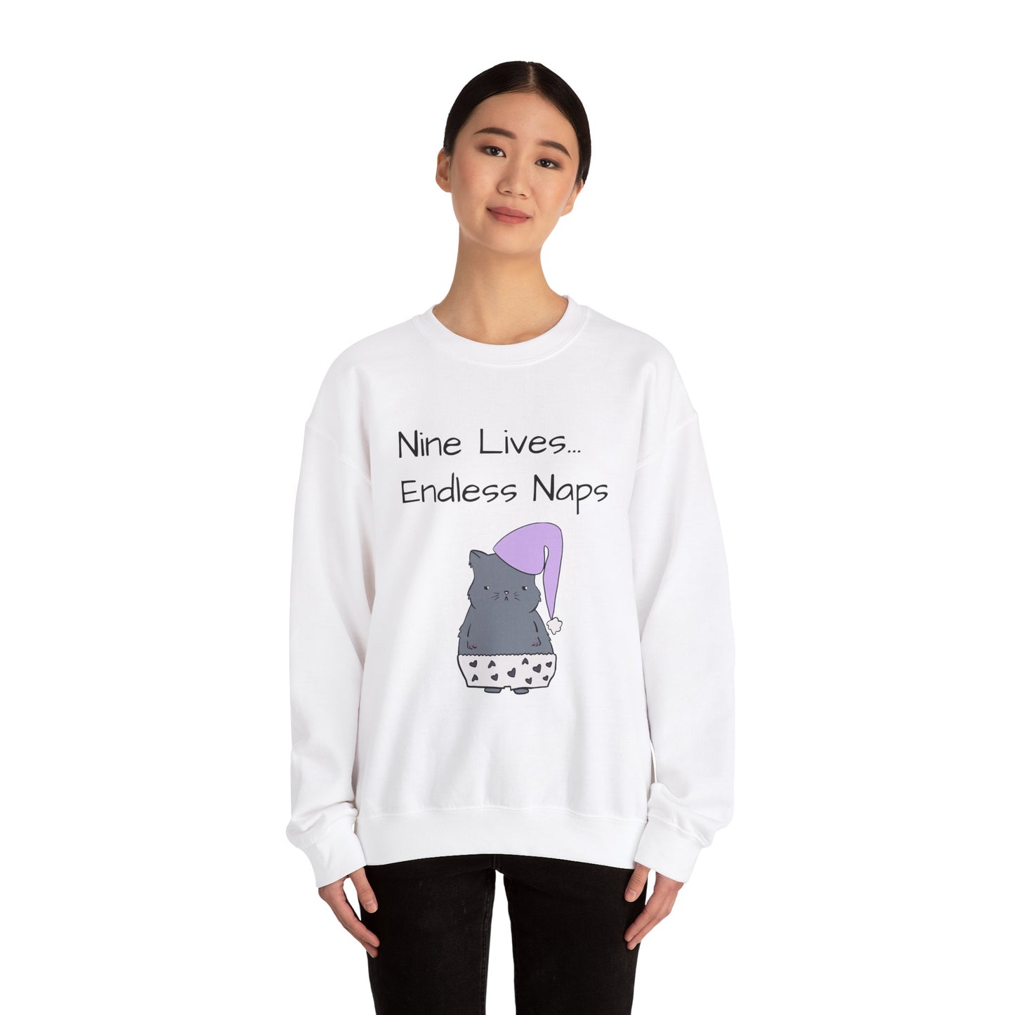Funny Quote sleepy Fat Cat  Crewneck Sweatshirt