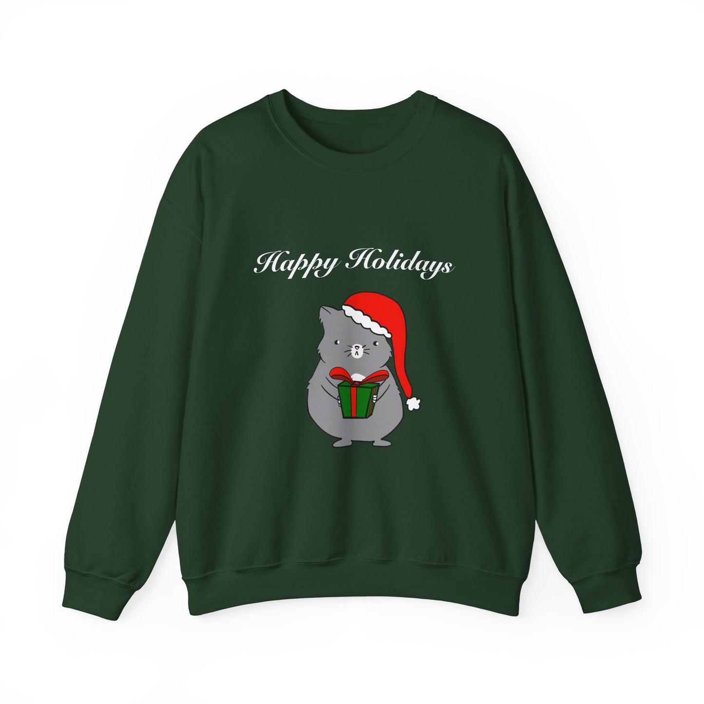 Santa Cat Crewneck Sweatshirt - Christmas Gift Happy Holidays Message