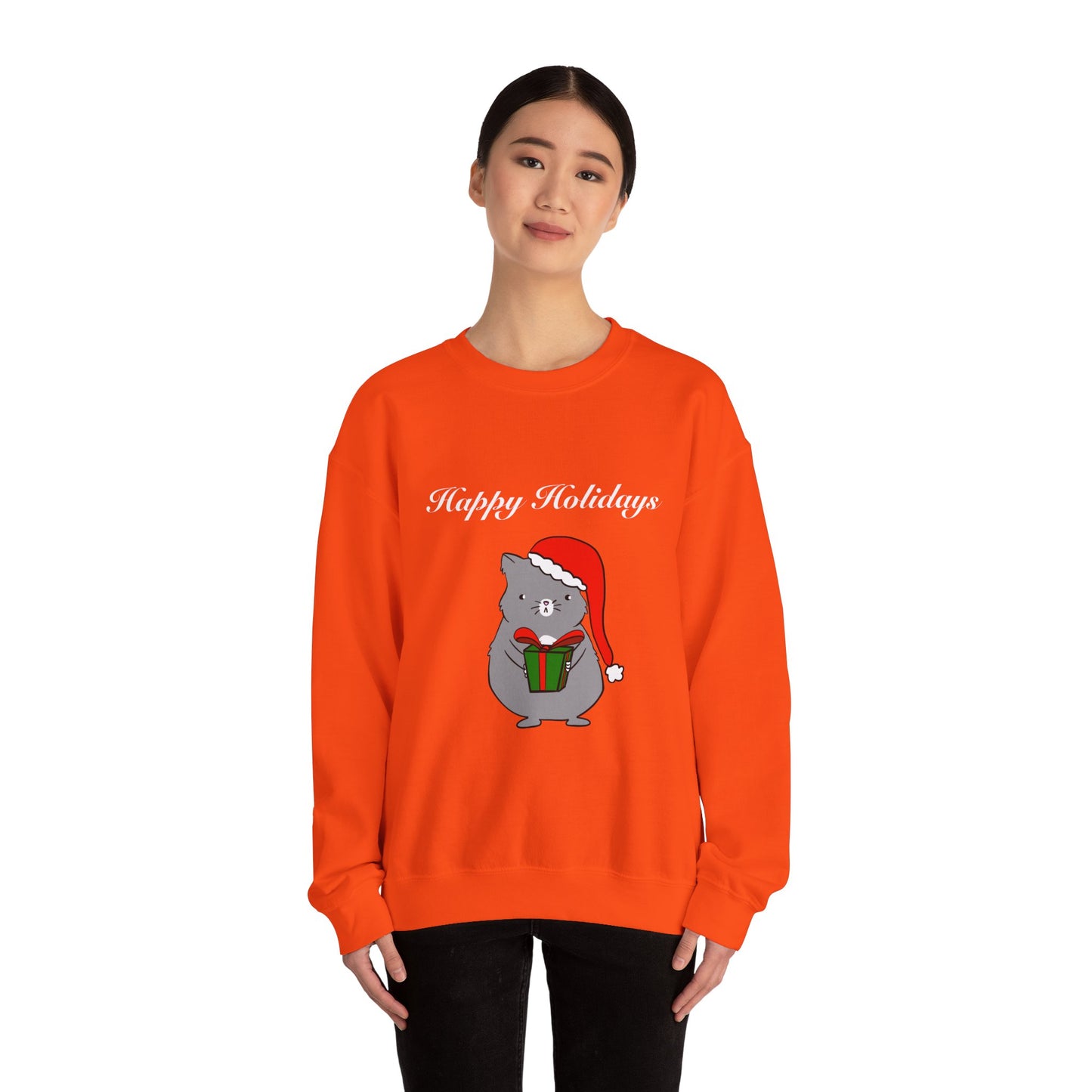 Santa Cat Crewneck Sweatshirt - Christmas Gift Happy Holidays Message