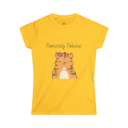 T-Shirt Women's Softstyle Cute Cat Quote for Cat Lovers Pawsitively Fabulous