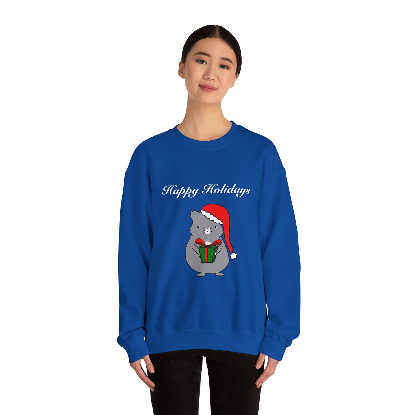 Santa Cat Crewneck Sweatshirt - Christmas Gift Happy Holidays Message