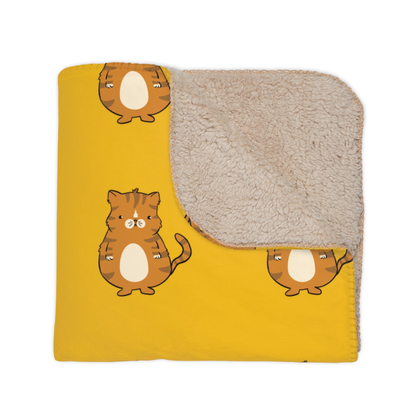 Customizable Tan Sherpa Blanket (Choose Your Own Kitty and Color)