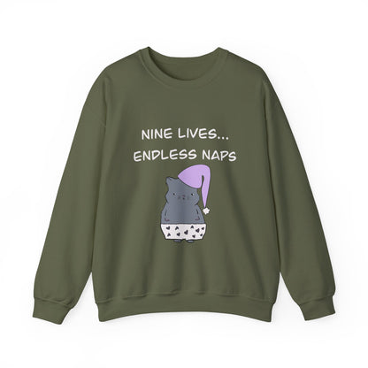 Funny Quote sleepy Fat Cat  Crewneck Sweatshirt