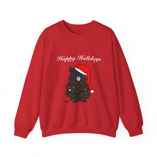 Christmas Cat Crewneck Sweatshirt Funny Cute Kitty in Christmas Lights. Gift for Holidays