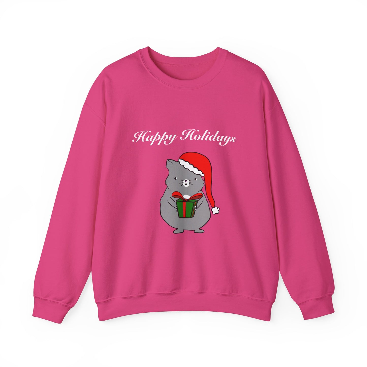 Santa Cat Crewneck Sweatshirt - Christmas Gift Happy Holidays Message