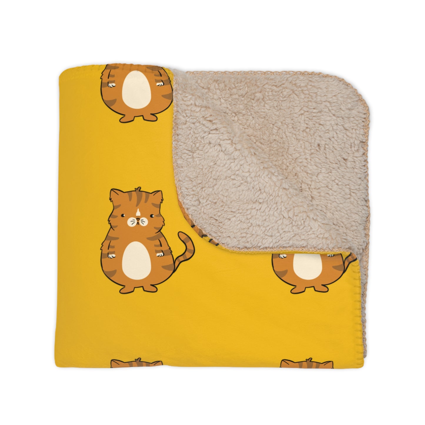 Customizable Tan Sherpa Blanket (Choose Your Own Kitty and Color)