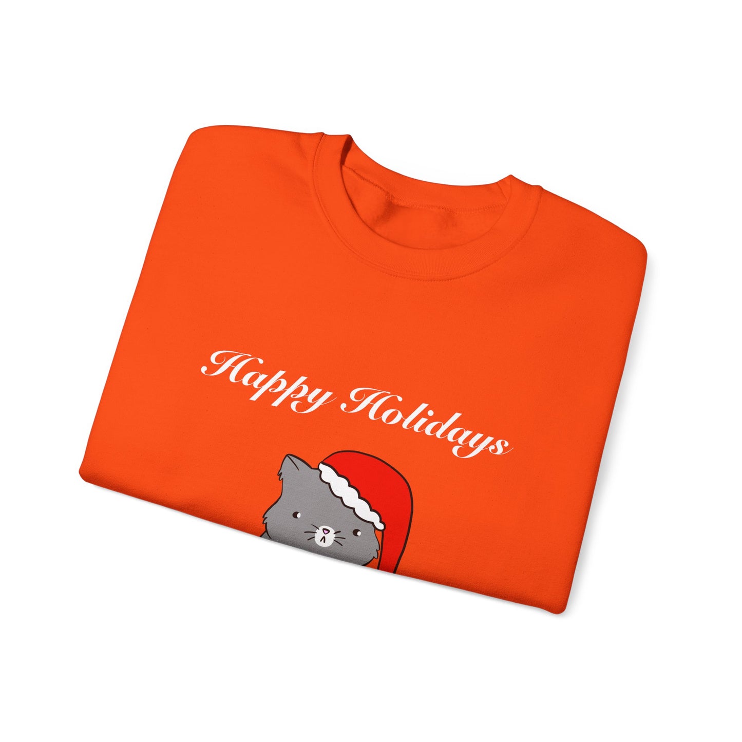 Santa Cat Crewneck Sweatshirt - Christmas Gift Happy Holidays Message