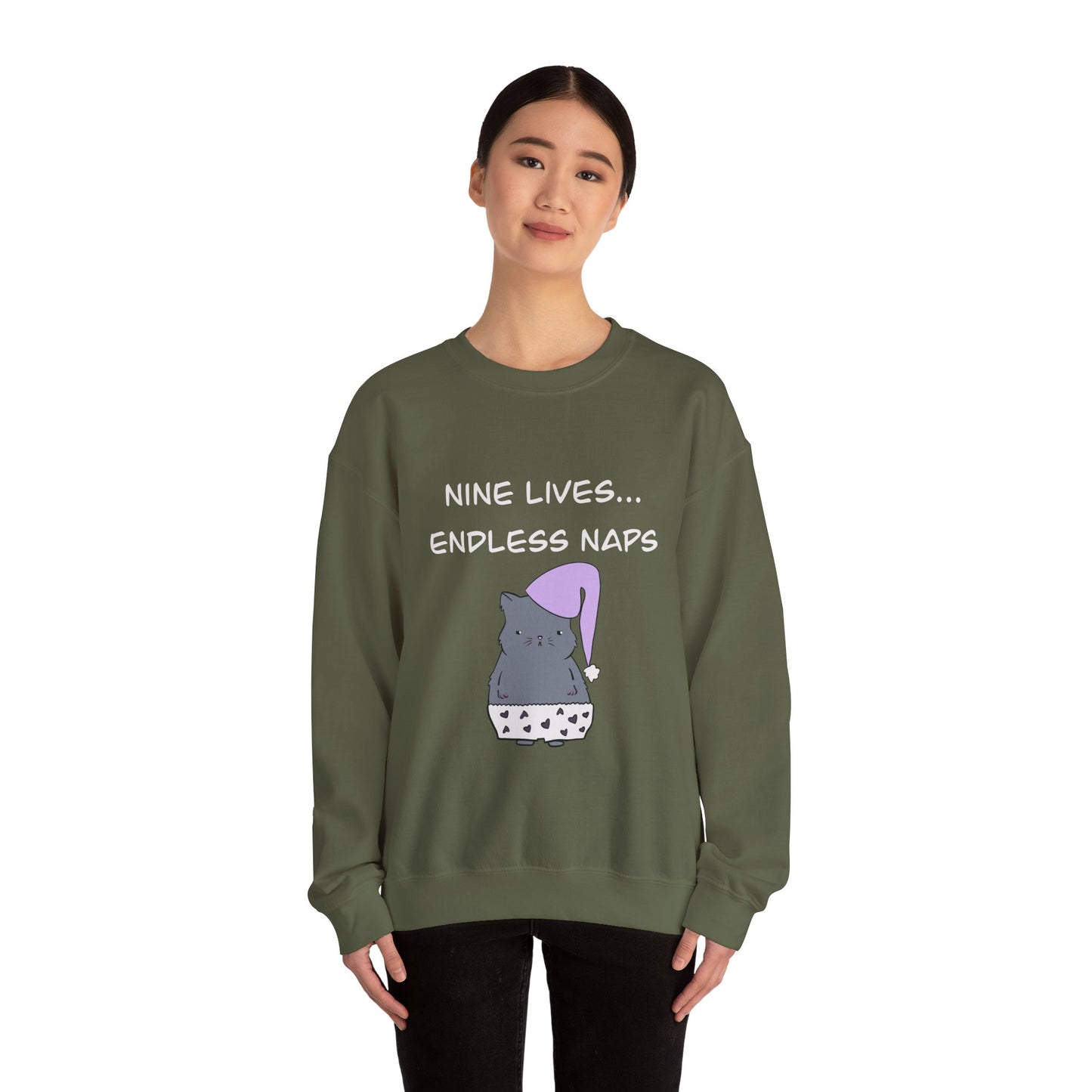Funny Quote sleepy Fat Cat  Crewneck Sweatshirt