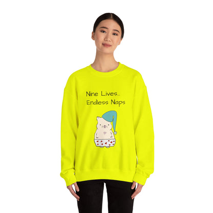 Funny Quote sleepy Fat Cat  Crewneck Sweatshirt