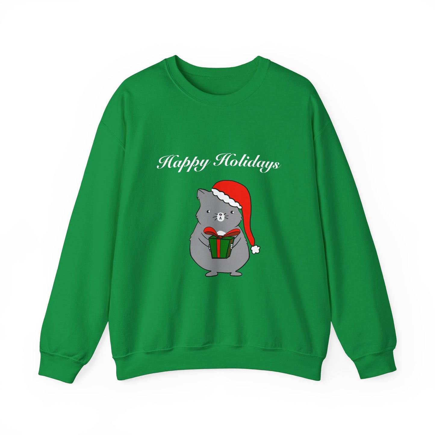 Santa Cat Crewneck Sweatshirt - Christmas Gift Happy Holidays Message