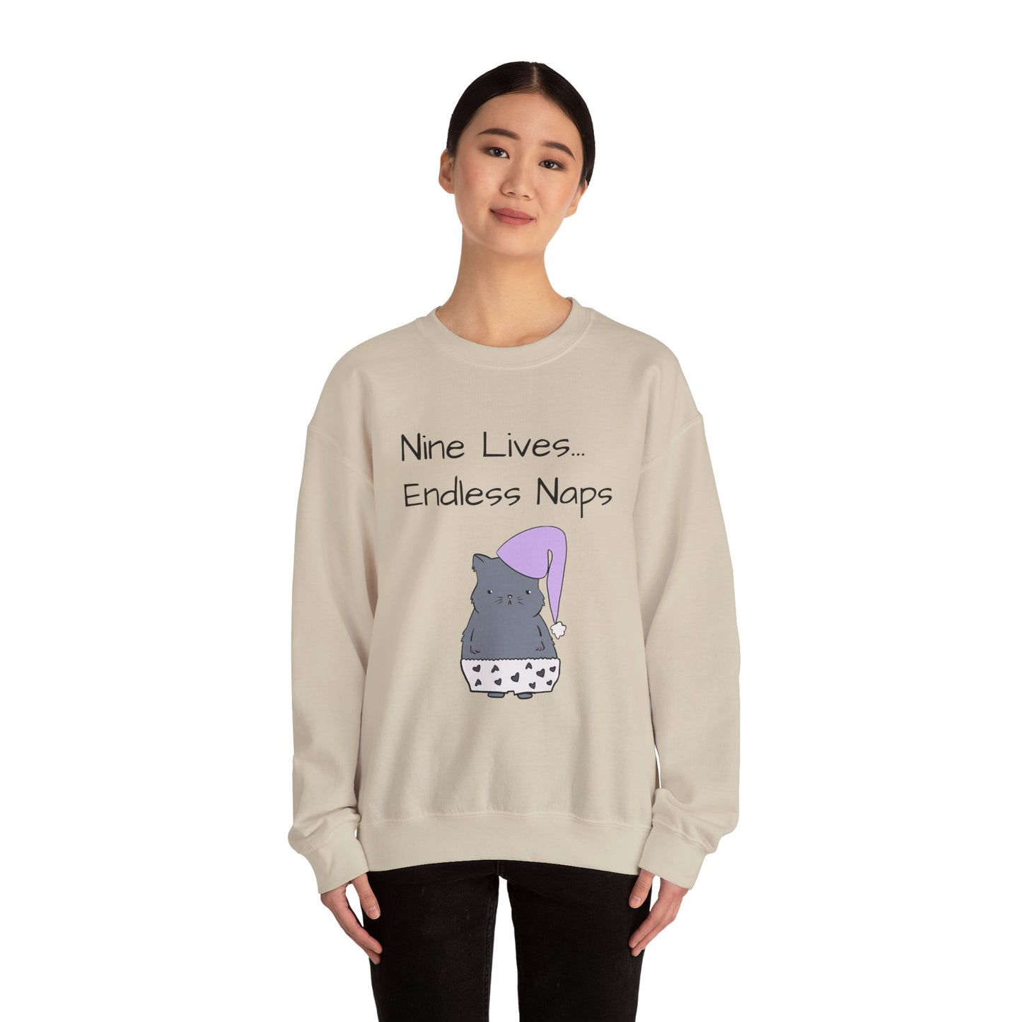 Funny Quote sleepy Fat Cat  Crewneck Sweatshirt