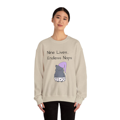 Funny Quote sleepy Fat Cat  Crewneck Sweatshirt
