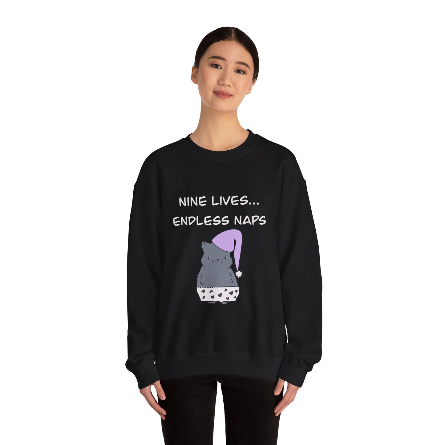 Funny Quote sleepy Fat Cat  Crewneck Sweatshirt