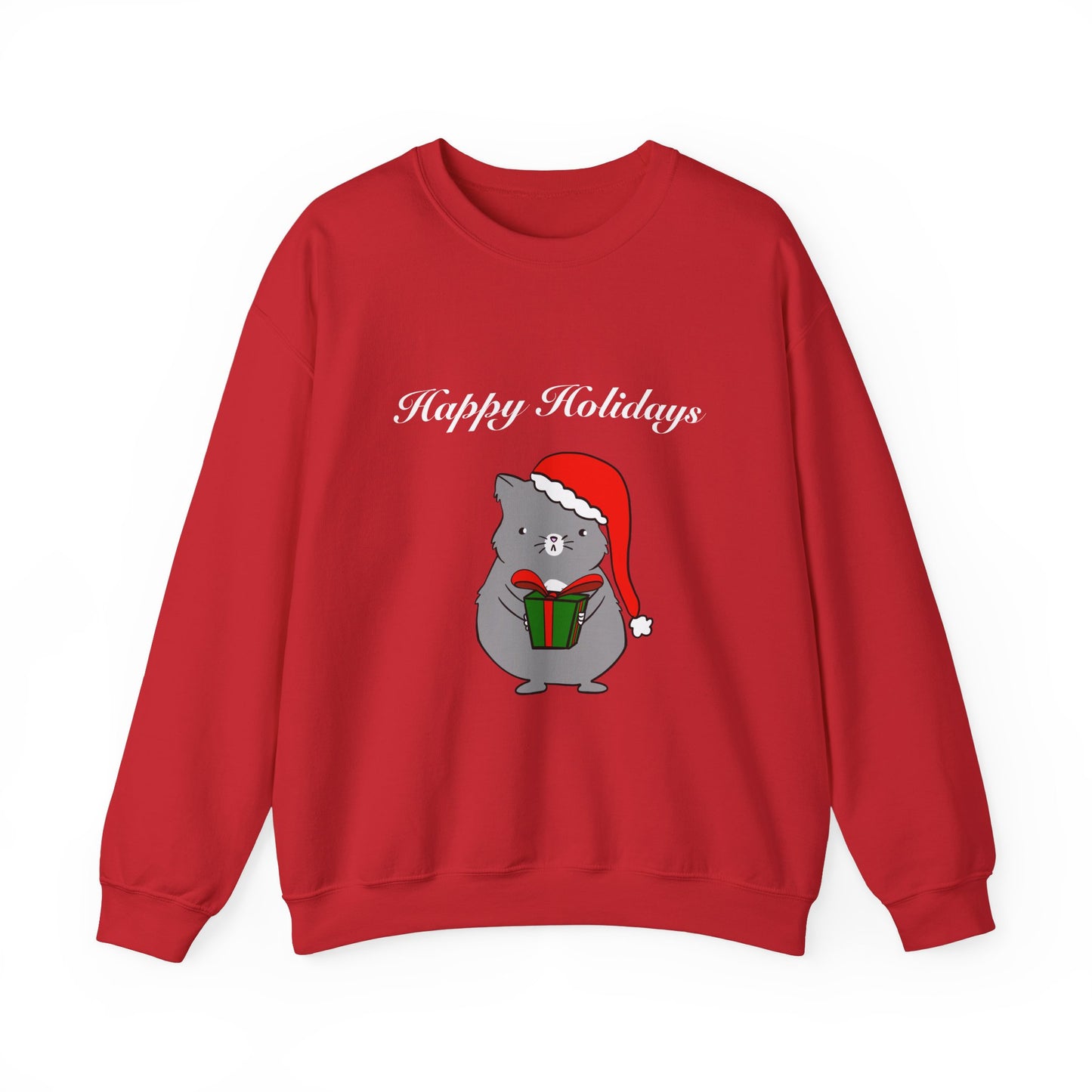 Santa Cat Crewneck Sweatshirt - Christmas Gift Happy Holidays Message