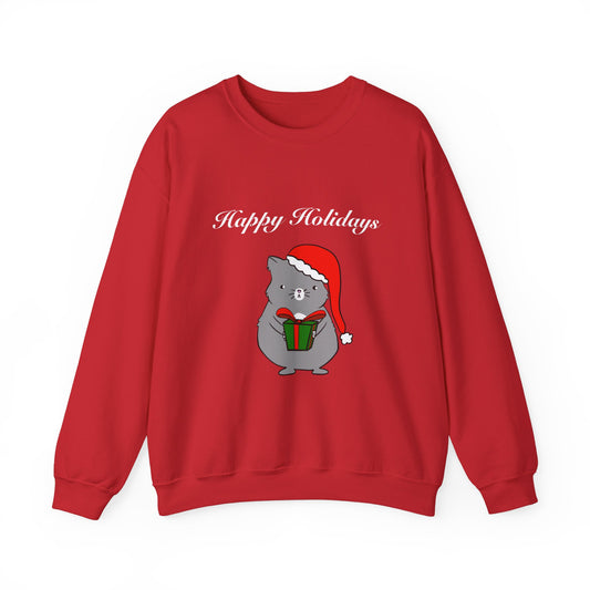 Santa Cat Crewneck Sweatshirt - Christmas Gift Happy Holidays Message